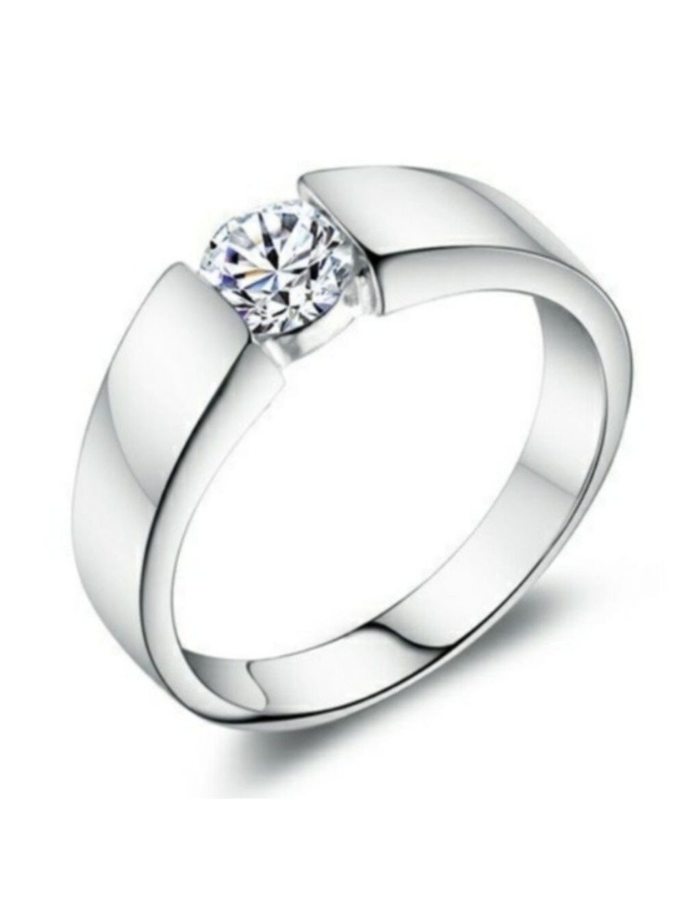 WOMEN'S Jewelry Round Cubic Zirconia Polished Stainless Steel Cocktail Ring NWT